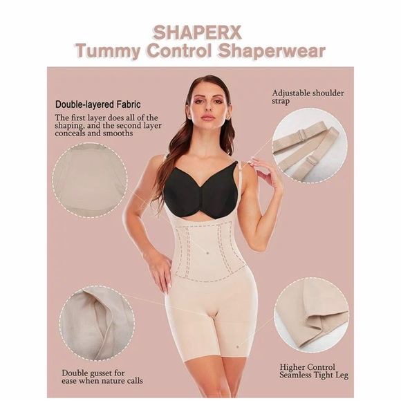 SHAPERX Tummy Control Shapewear for Women Body Shaper Shorts Beige-XL NWT. - Picture 2 of 14